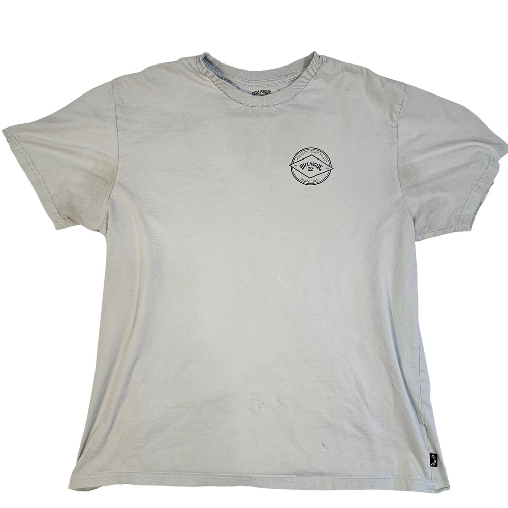 Billabong‎ Premium Mens XL T-Shirt Light Blue Grey Graphic Logo Short Sleeve Tee